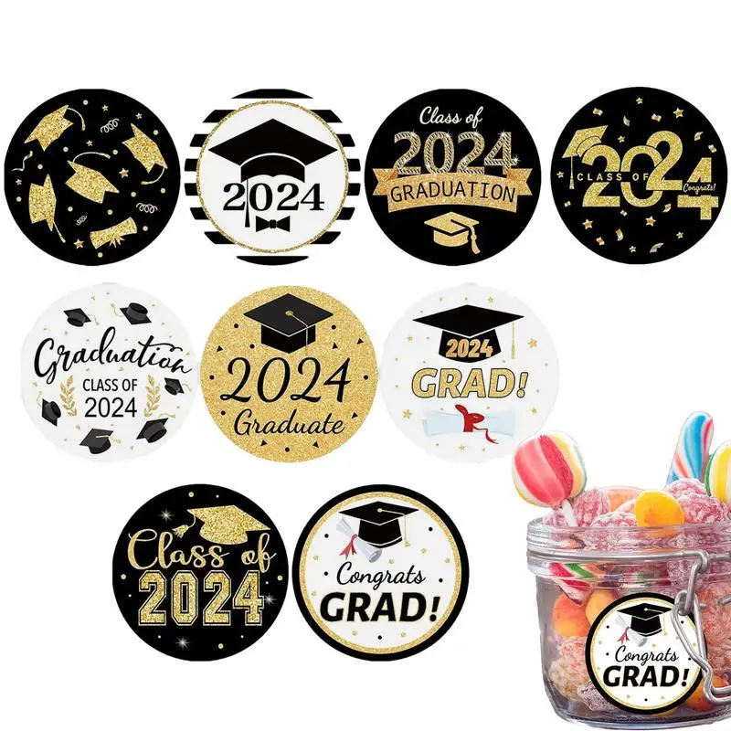 2024 Graduation Stickers 500PCS Class Of 2024 Grad Stickers Congrats Graduation Labels Graduation Party Decorations