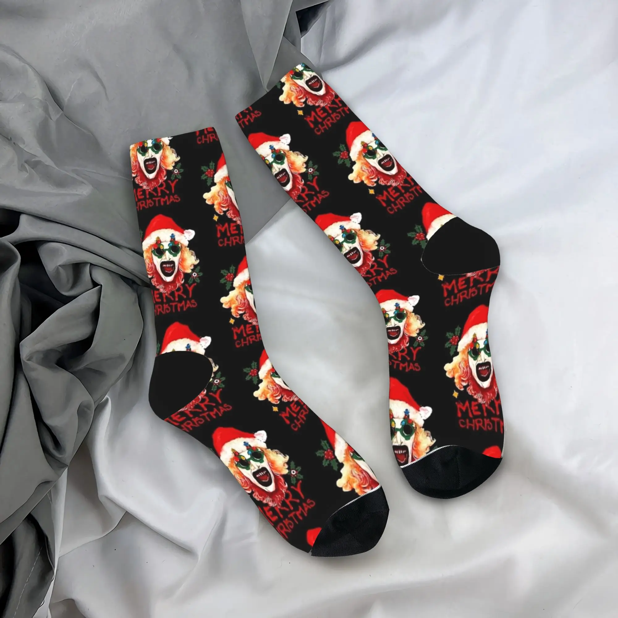 

Terrifier Santa Claus Horror Fan Art Stockings Funny Socks Men Quality Socks Winter Running Pattern Non Skid Socks Birthday Gift