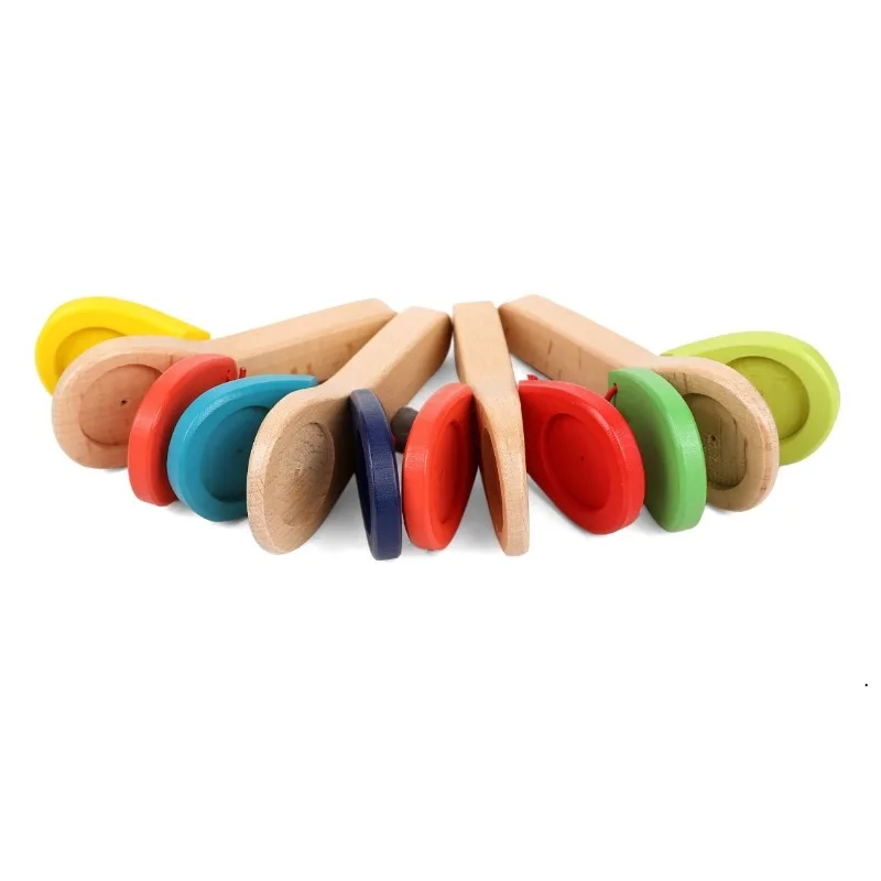 

1Pcs Baby Montessori Wooden Orff Percussion Instrument Baby Handle Castanets Clappers Hand Clappers Brain Game Educational Toys