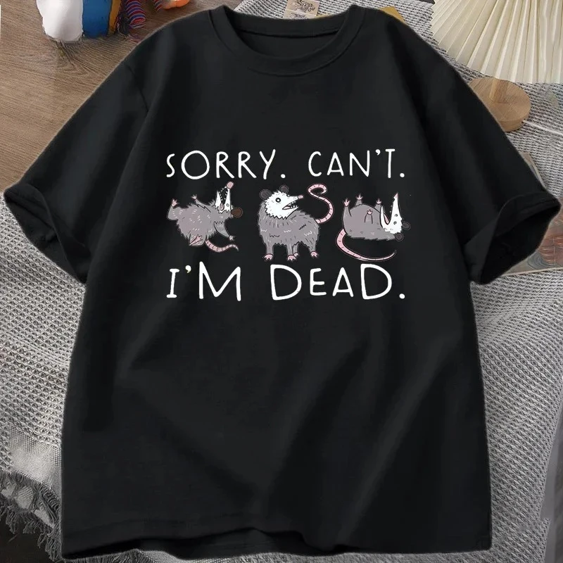 Possum T-Shirt Lustiges Sorry I Can't I'm Dead Possum Lover Emoji T-Shirt Damen Bedrucktes T-Shirt Damen Top Grafik T-Shirts Y2K