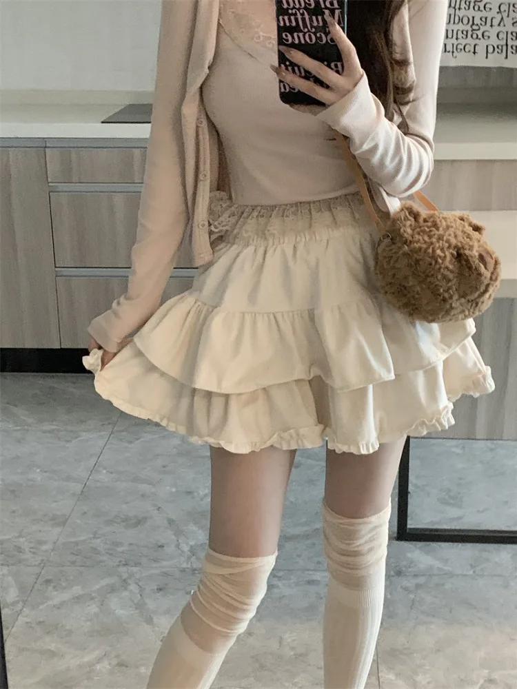Elegant Sweet Puffy Cake Skirt High Waist Bountiful Gentle Style Women's Versatile Soft Wind Pure Desire Half-length Skirt Se...