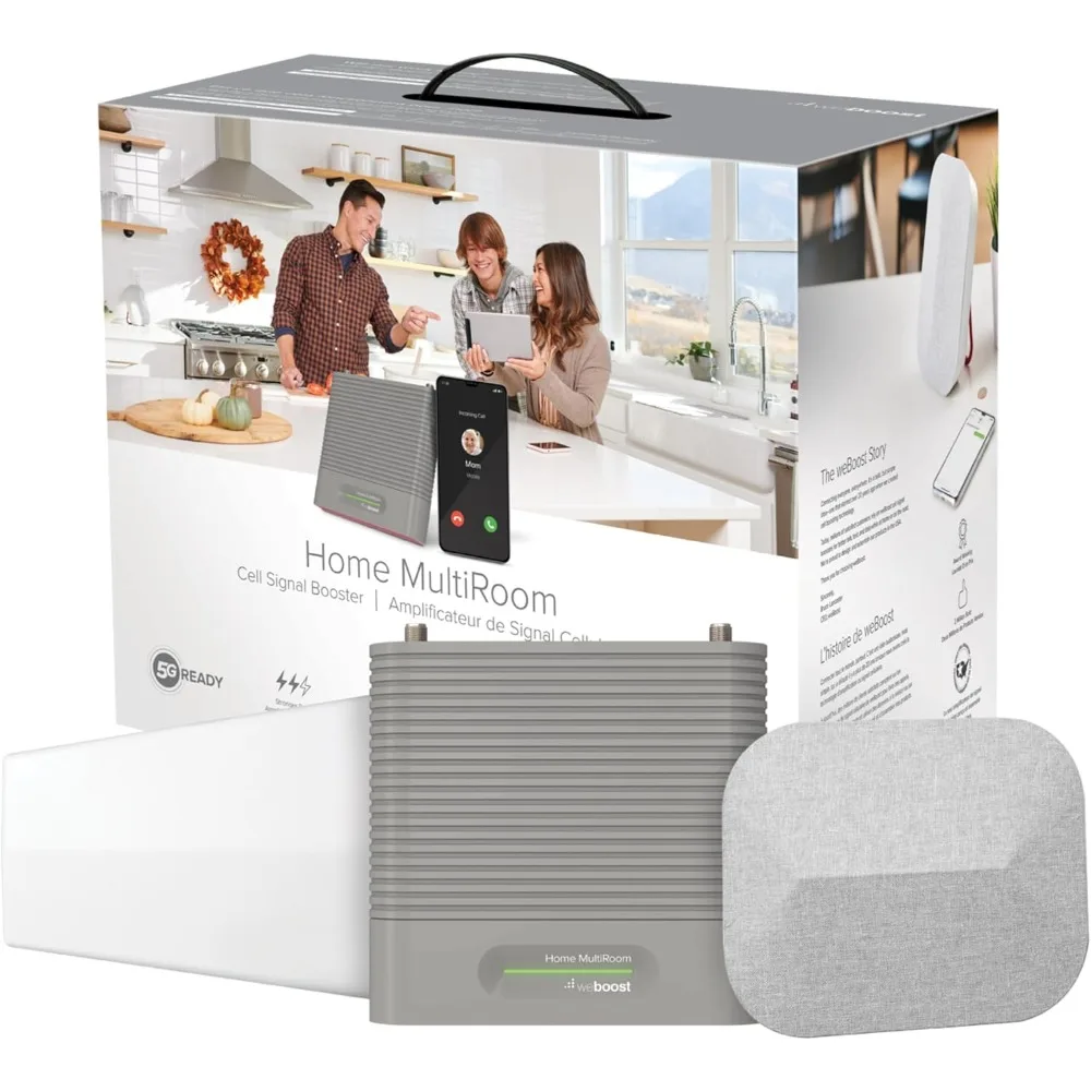 

Усилитель сигнала сотовой связи для дома, многокомнатный, 4G LTE 5G, до 5000 кв. футов, совместим со всеми американскими операторами Verizon, AT&T, T-Mobile