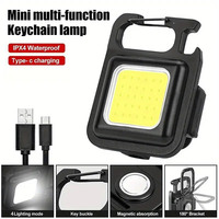 Portable EDC Flashlight COB Keychain Work Light Rechargeable Super Bright Mini Camping Emergency Pocket Torch Lamp With Magnetic