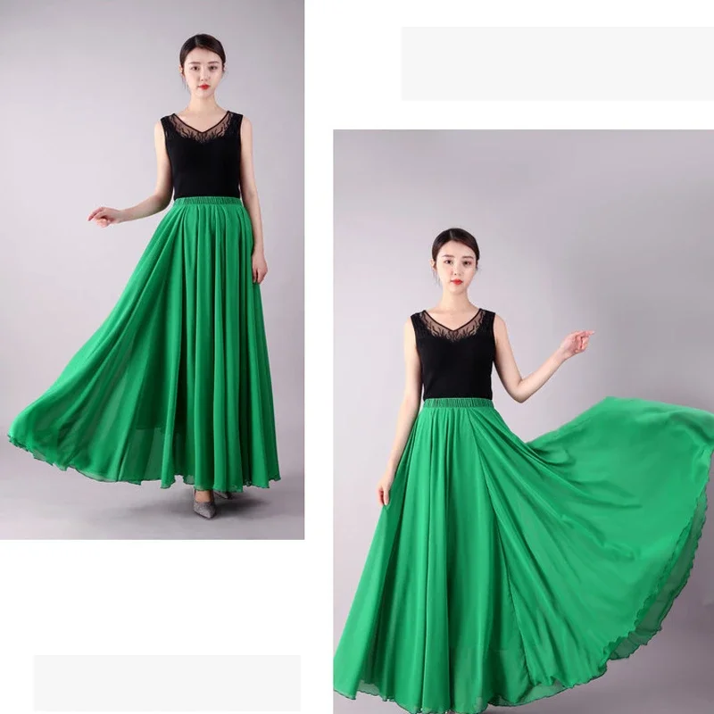 17-farbiges Flamenco-Tanzkostüm Bauchtanz Eleganter Chiffonrock 720-Grad-Schwingrock Cosplay Bühnen-Abendkleid Strandrock – Detail 12