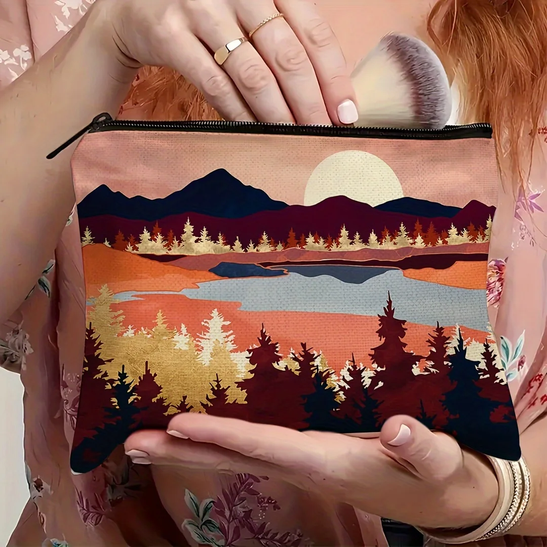 Una borsa per il trucco in stile bohémien: custodia multifunzionale con cerniera, borsa per riporre gioielli, piccola borsa portaoggetti perfetta con cerniera da viaggio.