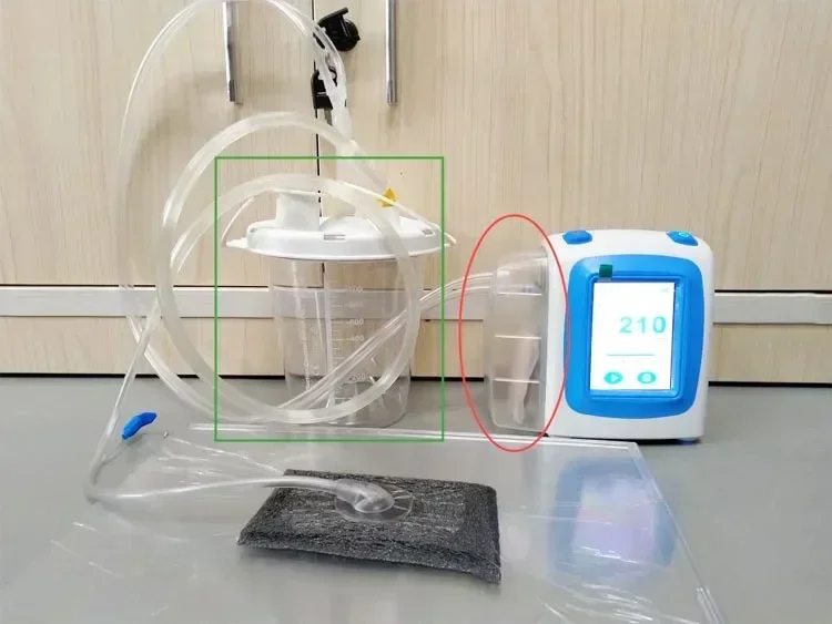 Negative Pressure Wound Therapy Machine with Drainage Canister 140ml/450ml & 10sets Different Size NPWT Medical Dressing Kit