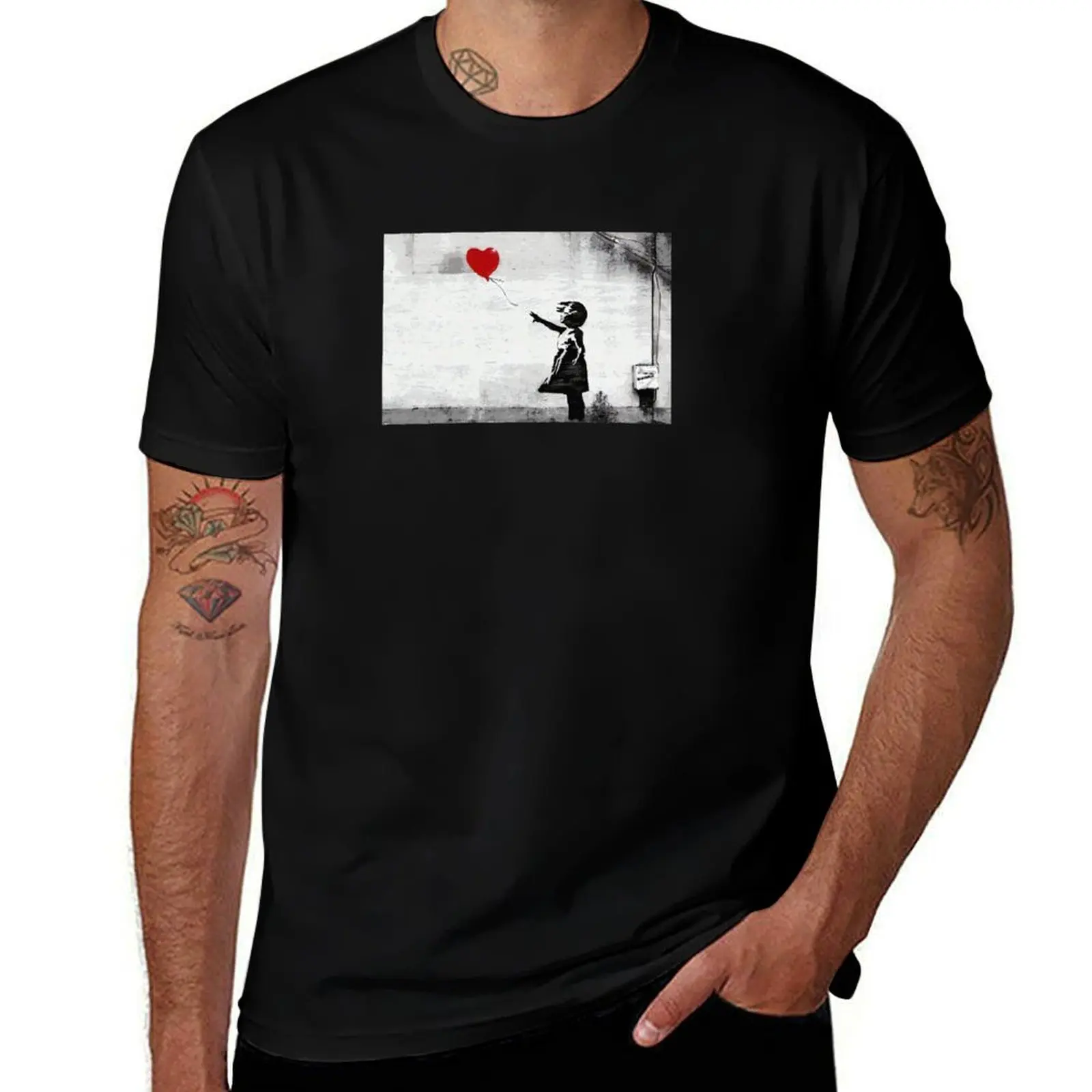 

Banksy Girl with a Red Balloon T-Shirt t shirt custom print t shirt man cotton
