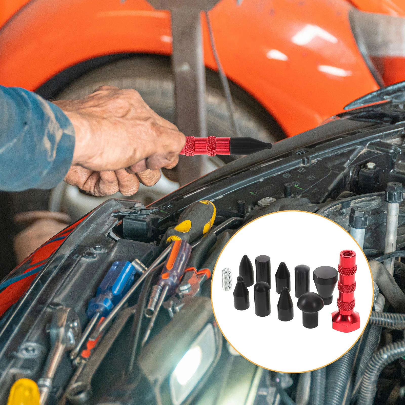 

Dent Puller Leveling Pen Replaceable Heads Metal Tap Down Hand Tool Auto Body Repair Kit Dent Removal Tools Car Paint Safe