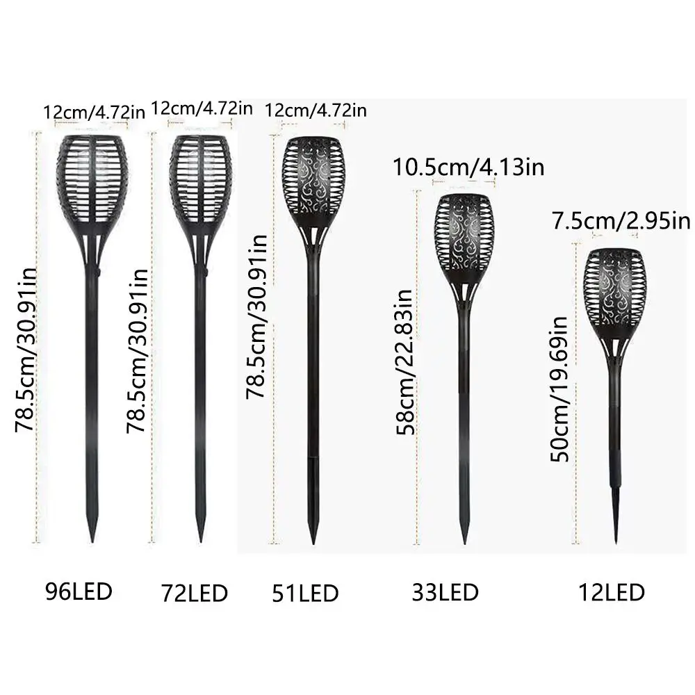 Impermeável Solar Powered Torch, Luz cintilante, Auto On e Off LED, Spotlights Stake, Segurança