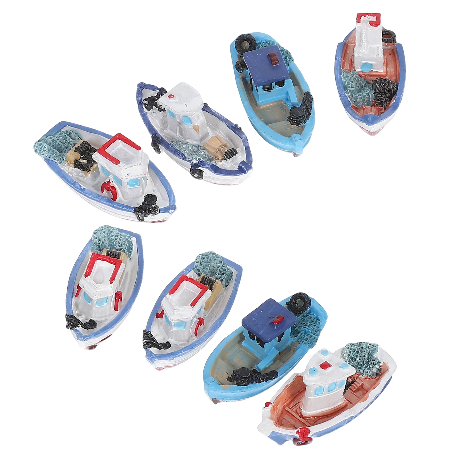 

8 Pcs Miniature nament Kit Beach Theme Fishing Boat Decorations Sandbox Desktop Landscaping Safe Material Long Lasting Mini
