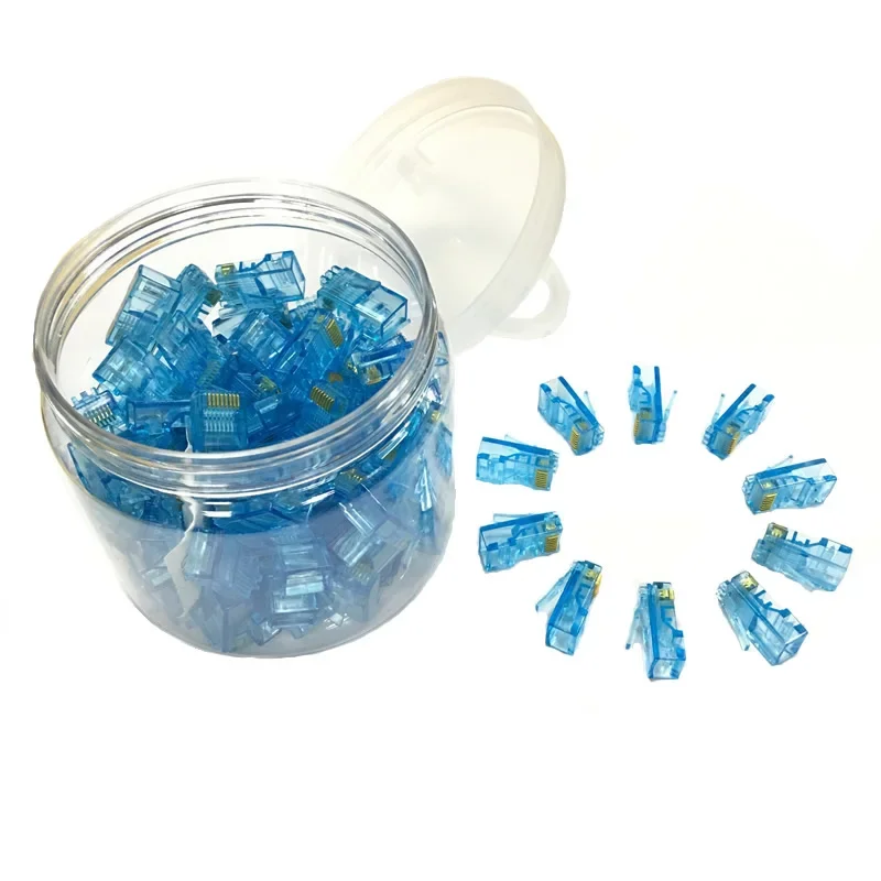 ‌Premium RJ45 Modular Plugs 100PCS‌ - CAT5E Network Connector, Low Resistance, Easy Installation, Limited-Time Bulk Sale