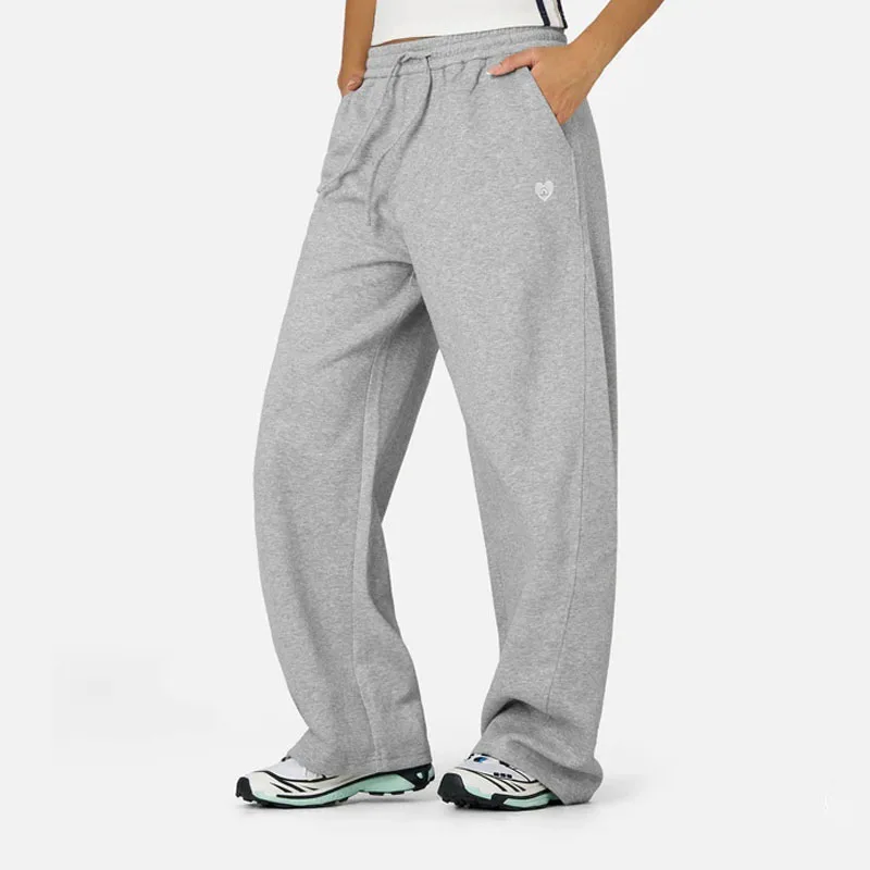 

Four Seasons Y2K Широкие брюки с высокой талией и шнурком Свободные прямые спортивные брюки Повседневные однотонные трикотажные брюки для фитнеса