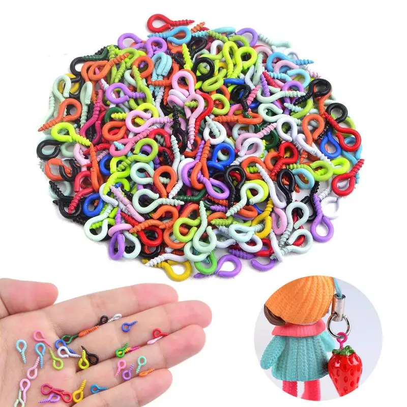 500 Stück kleine Schraube Ösen stifte 4*8mm/5*10mm bunte Augen stift haken Metalls ch raube Ösen stifte für Mini-Metallstifte für die Schmuck herstellung – Detail 5