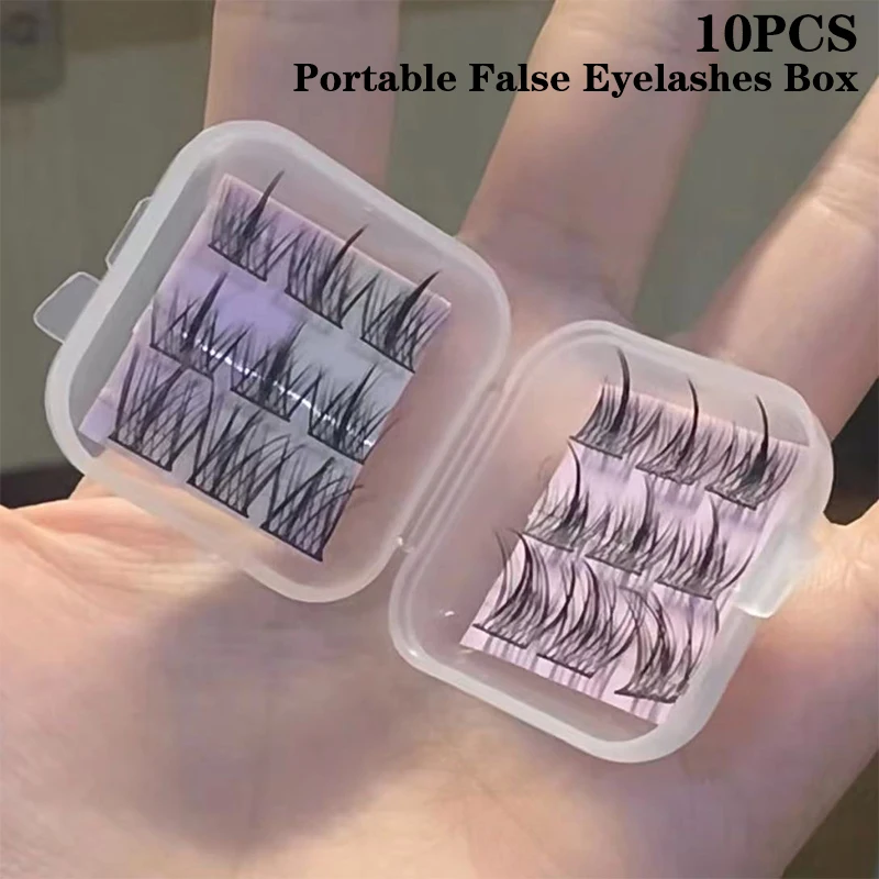 10Pcs Portable False Eyelashes Box Travel Empty Lashes Holder Case Container Storage Organizer Makeup Lash Supplies Accessories