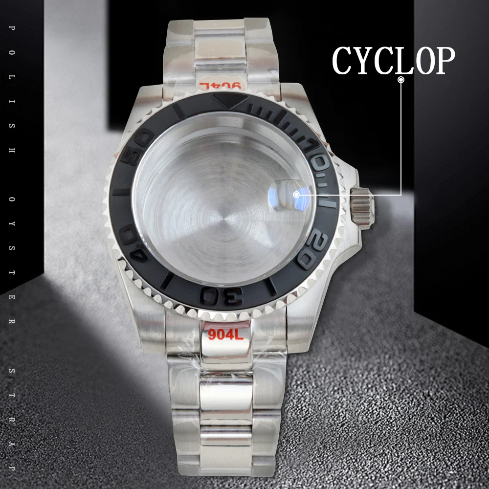 

fit Yacht-master Watch Case and Polish Oyster Bracelet Stainless steel Strap Sapphire for NH34 NH35 NH36 movement 28.5mm Dial