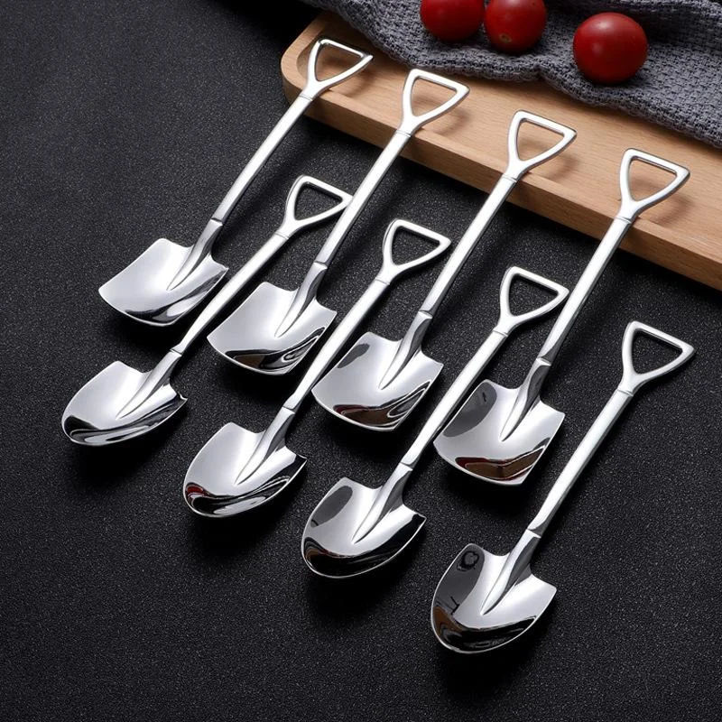 4/1pcs Shovel Spoons Stainless Steel Coffee Teaspoon Creative Ice Cream Dessert Watermelon Spoon Kitchen Tableware Cutlery Set