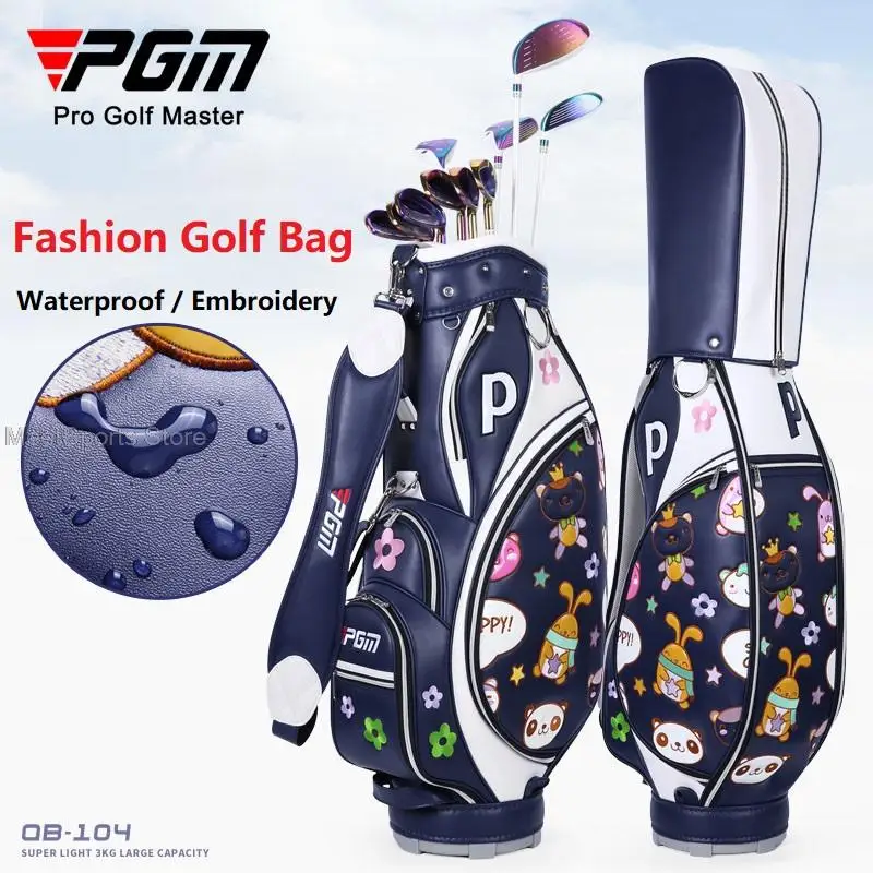 Pgm Golf Standard Bag Large Capacity Waterproof Women Travel Package Retractable Portable Golf Aviation Bag Cartoon Embroidery