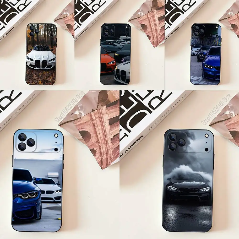 حافظة هاتف كلاسيكية للسيارة B-BmwES-s Super لهاتف iPhone 11,12,13,14,15,16,17,Pro,Max,Plus,E,SE4,Air,غطاء ناعم أسود صغير #1