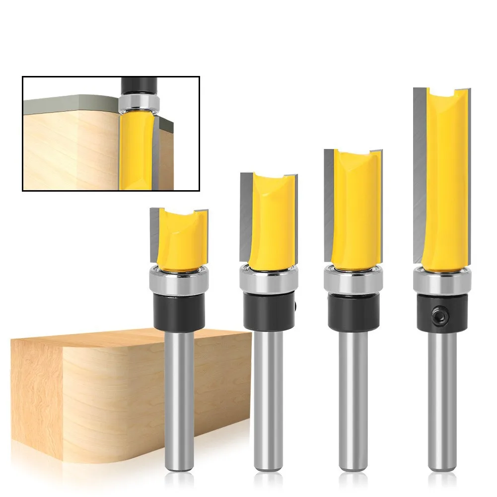 1 PC Diametro 6,35 mm Lavorazione del legno Scanalatura Taglierina diritta Cuscinetto Set dritto Imitazione Fresa Taglio Fresa