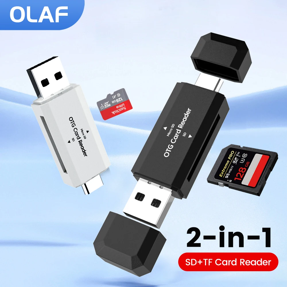 High Speed 2 in 1 Card Reader USB Type C To Micro SD TF Card Memory Flash Drive Adapter For PC Laptop Accessories SD Card Reader