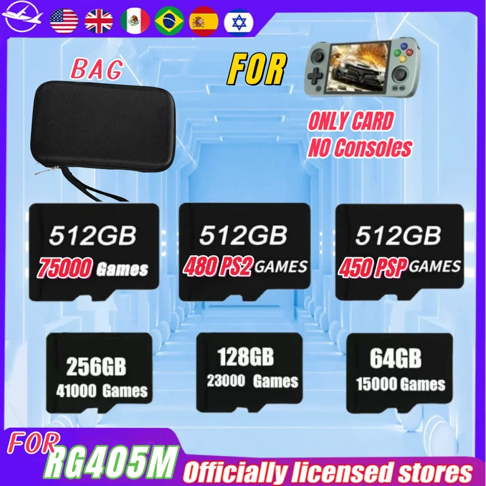 ANBERNIC RG405M Mamory Card Sd TF Card  PSP PS2 GAMES Preloaded Games Retro Handheld Game Consoles Classic FBA GBA GBC MAME BAG