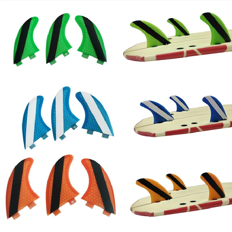 S/M Tri Fins UPSURF FCS pinne Stripe pinne per tavola da Surf fibra a nido d'ape Surf Thruster doppie linguette pinne accessori per il Surf Quillas