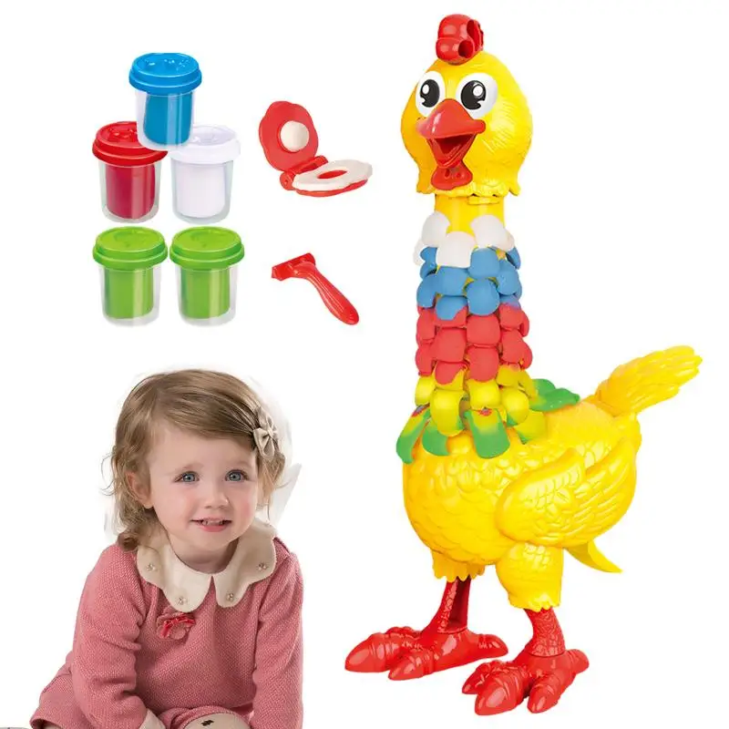 Modeling Clay For Kids Colored Air Dry Clay Feather Filling Chicken Simulate Egg-laying Hen Model Game Fun Feather Filling Hen