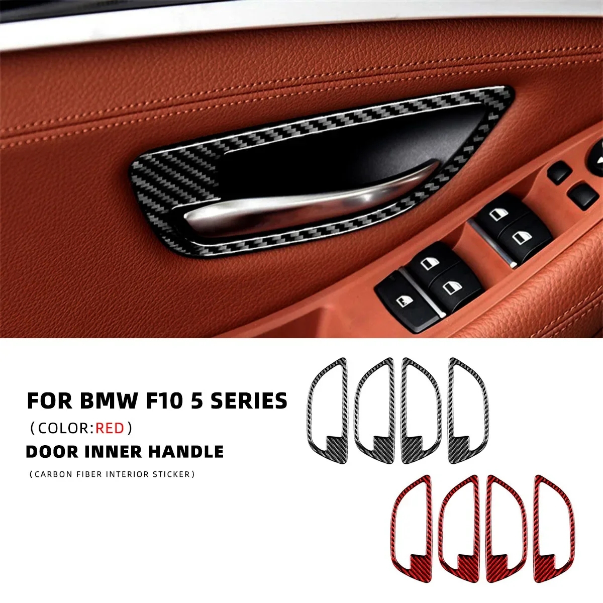 

For Bmw 5 Serie F10 2011-2017 Interior Carbon Fiber Accesorios Para Auto Door Inner Handle Accesorios Para Vehículos Stickers