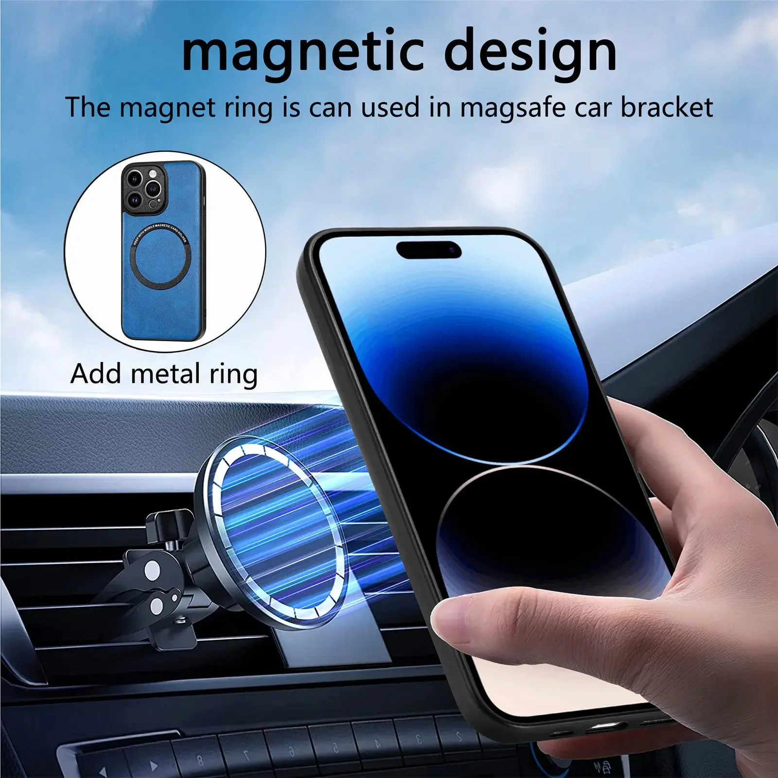 For Magsafe Magnetic Wireless Charging Case For iPhone 15 14 13 12 Mini 11 Pro XS Max XR X 8 Plus SE 2022 2020 Pu Trim TPU Cover