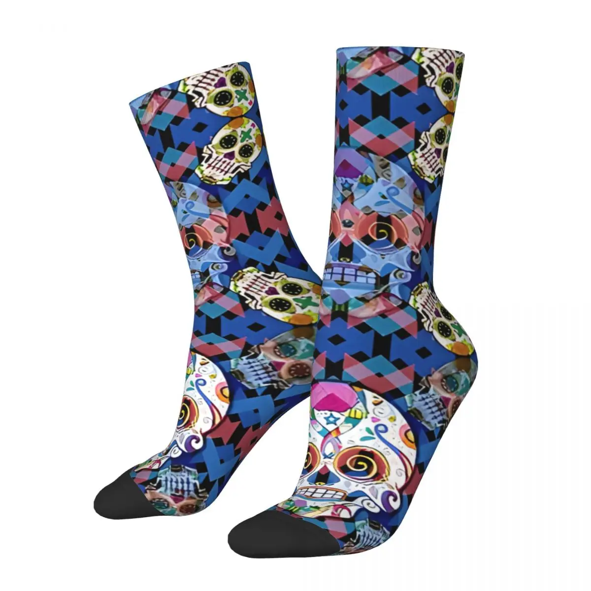 Calzini da uomo Sugar Vintage Harajuku Skulls Street Style novità Seamless Crew Sock