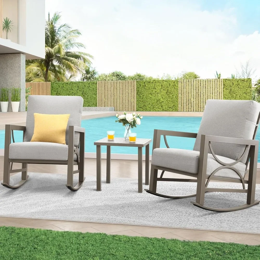 

3 Pieces Patio Furniture Set,Outdoor Rocking Chair Bistro Set,for Porch,Balcony,Backyard,Outside,Poolside