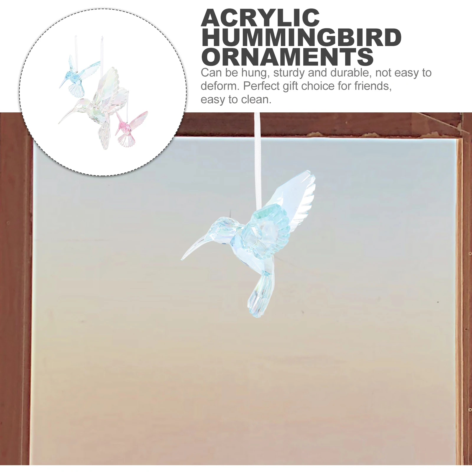 

3Pcs Acrylic Hummingbird Pendants Hanging Bird Decorations Ceiling Party Home Ornament Hummingbird Ornament Acrylic Crafts