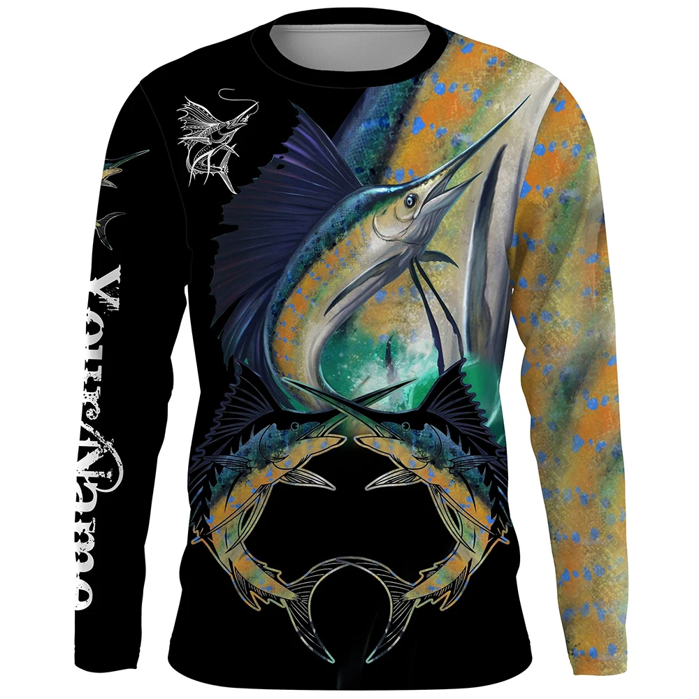 

Outdoor Go Fishing Sports Men's T Shirt Fashion Cotton Long Sleeve T-shirts Funny 3D Animal Print Tees Autumn Fashion Loose Tops