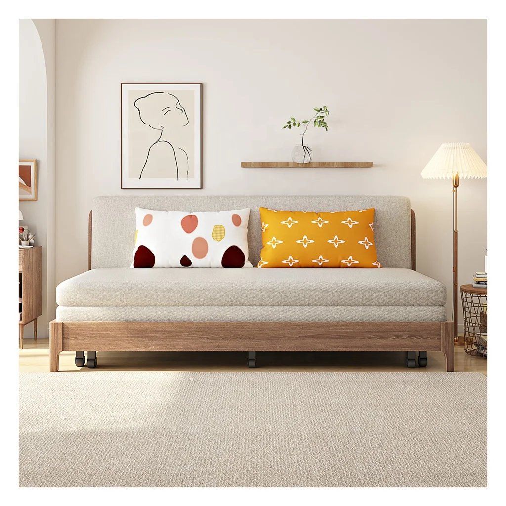 Soft Velvet Sleeper Fold Single Sofa Bed with Storage Sofa Cum Bed Wooden Modern Linen Convertible Folding Sofa Bed Furniture
