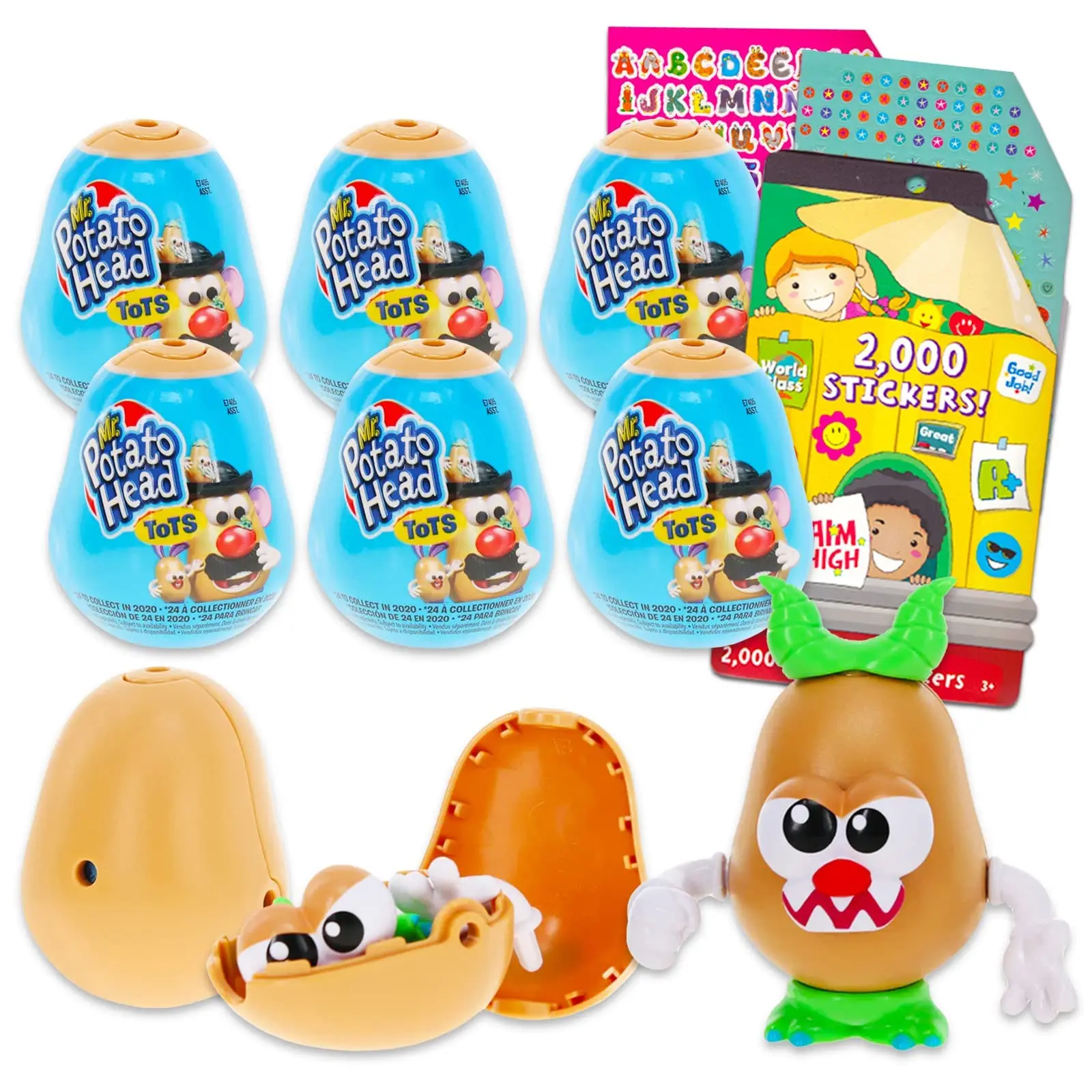 

Mr. Potato Head Party Favors Set for KidsToddlers Tots Mystery Toys Plus Reward Stickers for Children Tots Collectible Figures