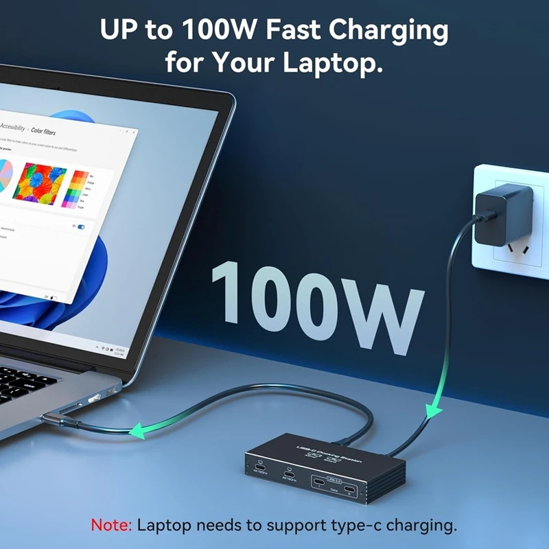 Super Sale 4K120Hz USB C Splitter Dual Monitor Docking Station 6-in-1 Dual USB C Monitor 100W PD, 10Gbps Splitter 1 in 4 Out