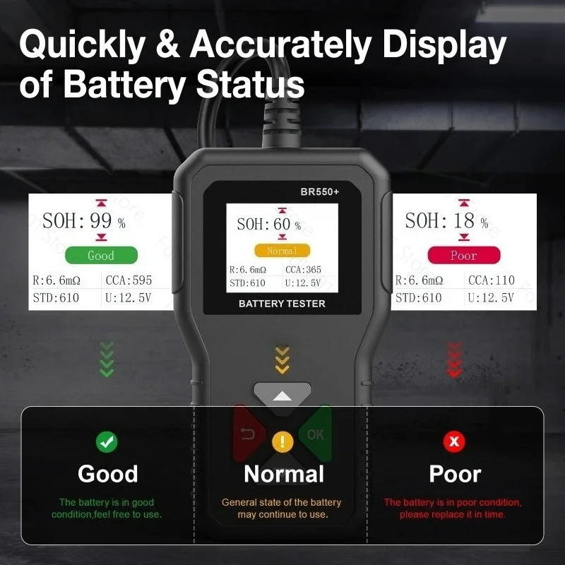 BM550BR550 + Battery Tester 6V12V24V 3-in-1 Life Battery Test Analyzer Portable