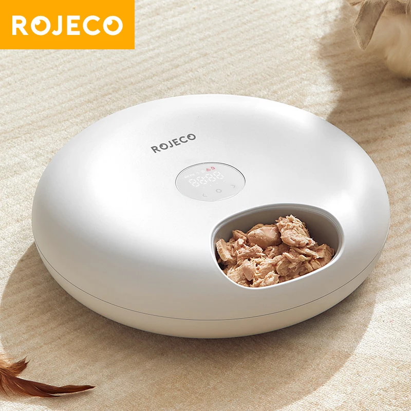 ROJECO Smart 6 Meals Automatic Pet Feeder Wet Dry Food Kibble Dispenser Timed Multifunctional Auto Feeder For Cat Dog Supplies
