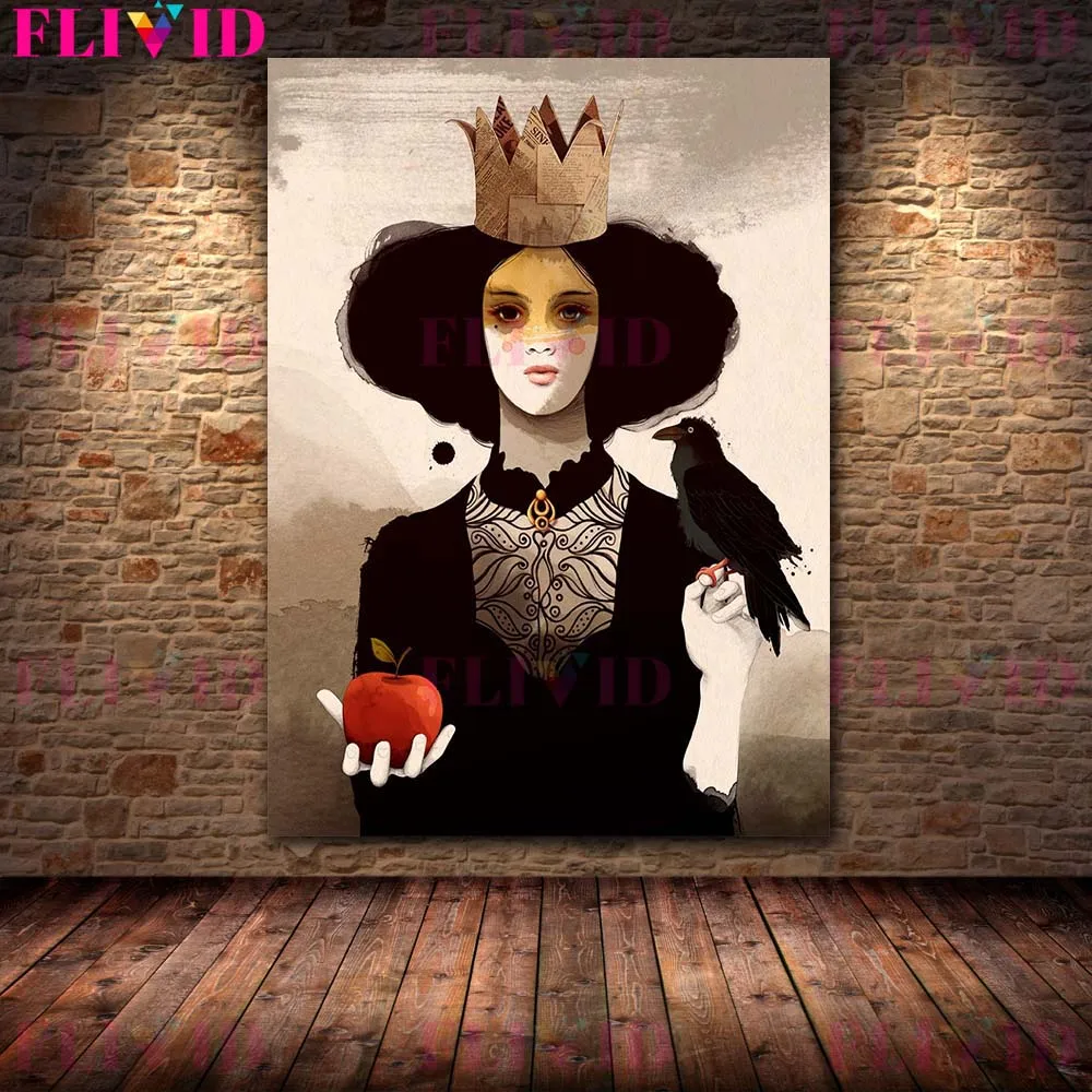 Vintage قناع فتاة البكاء مثير امرأة الغراب جدار الفن قماش اللوحة الملصقات والمطبوعات ديكور المنزل جدار صور لغرفة المعيشة