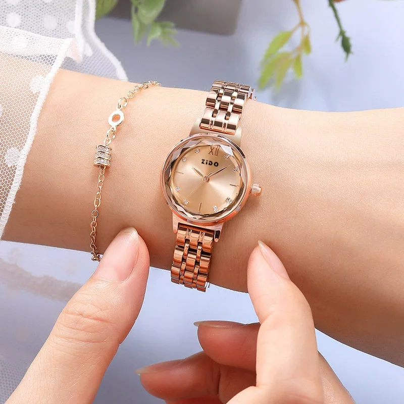 

Новые женские кварцевые часы ZIDO, простые и элегантные, с простым циферблатом, круглый автоматический ремешок из нержавеющей стали, женские часы, подарок Chrisment