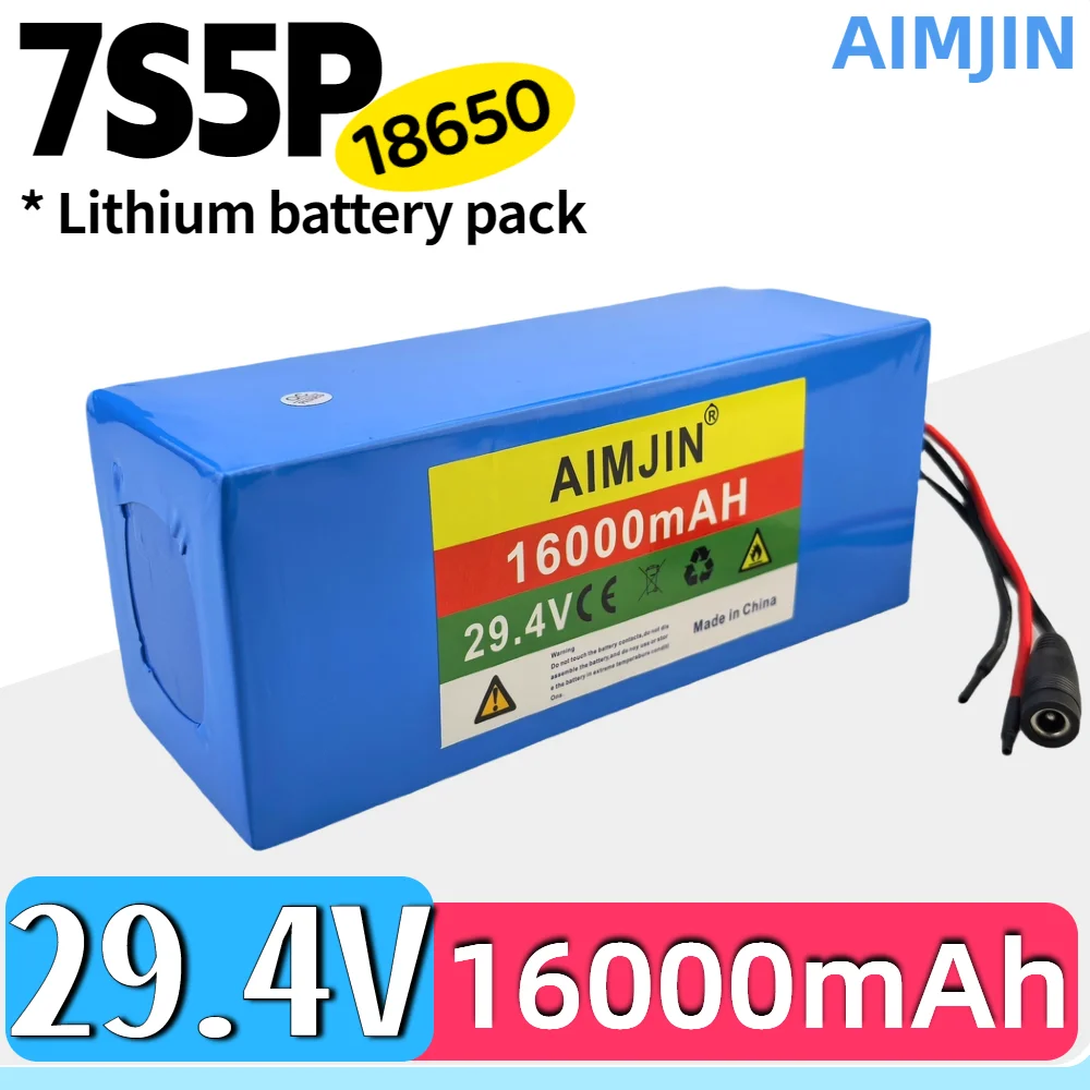 

7S5P 18650 Li-ion Rechargeable Battery Pack 29.4V 16000mAh High Capacity Battery Built in BMS Suitable for Electric Bicycles