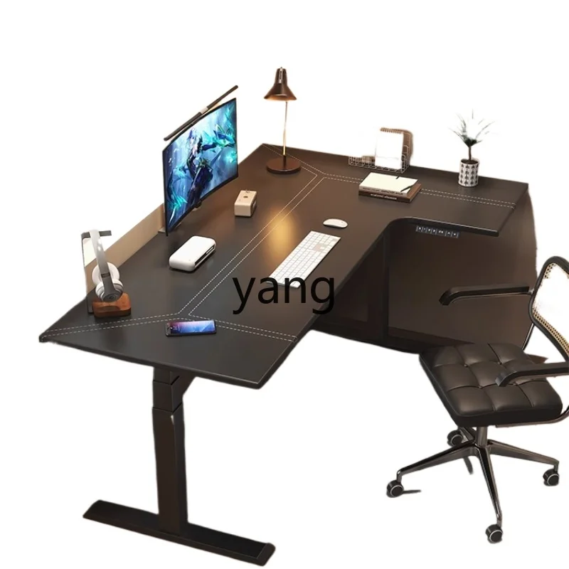 

LH Electric Lifting Table Desktop Desk Home Corner Desk Leather Surface