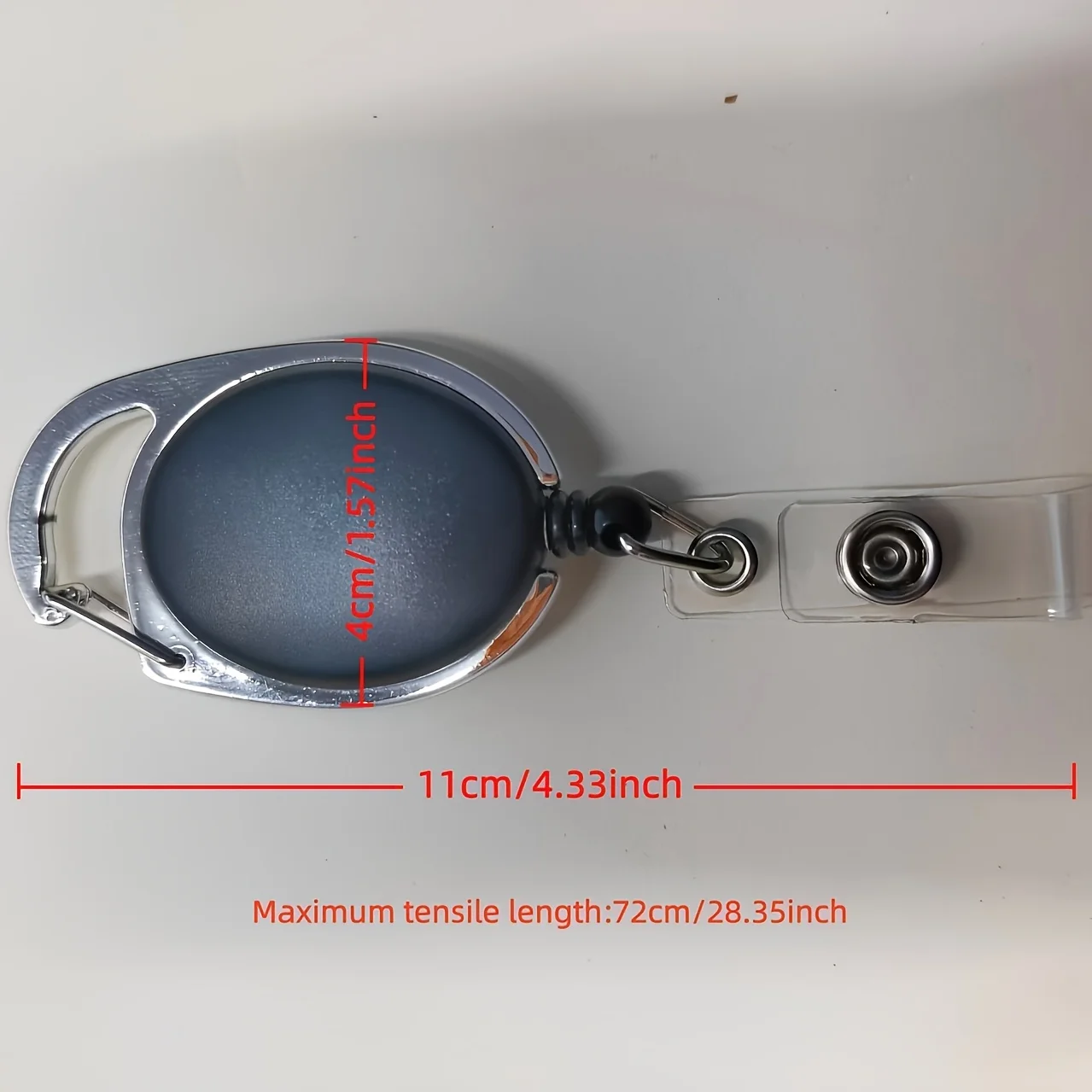2pcs Retractable Badge Reel Holder, Heavy Duty Badge Clip with Keychain Ring, for ID Card, Name Tag, Key & Office Accessory