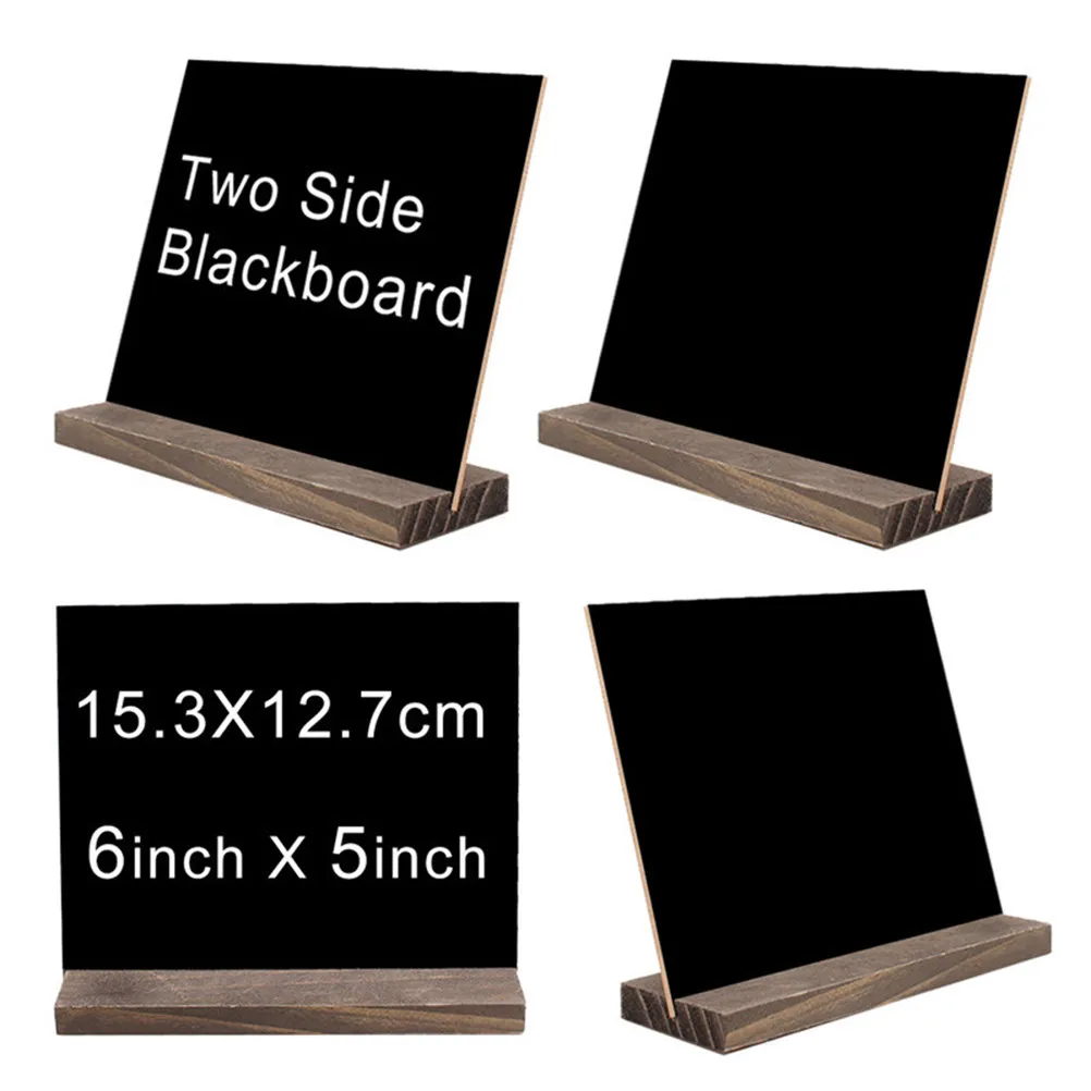 Two Sides Mini Chalkboard Signs Rustic Style Wood Base Stand Blackboard for Restaurant Drink Specials Crafts Tabletop
