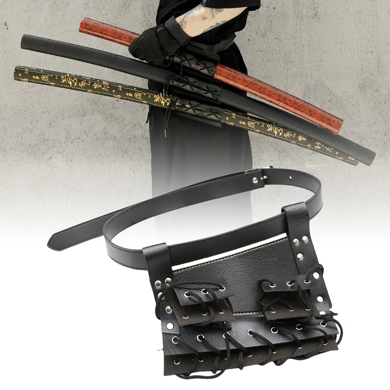 

Кожаная кобура для 3 мечей, поясной держатель для косплея, японская катана, средневековый нож, кольцо для ремня