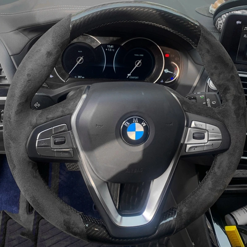 Car Steering Wheel Cover Suede For BMW G20 G21 G30 G31 G32 X3 G01 X4 G02 X5 G05 X7 G07 Z4 G29 Steering- Wheel Cover Wrap Interio