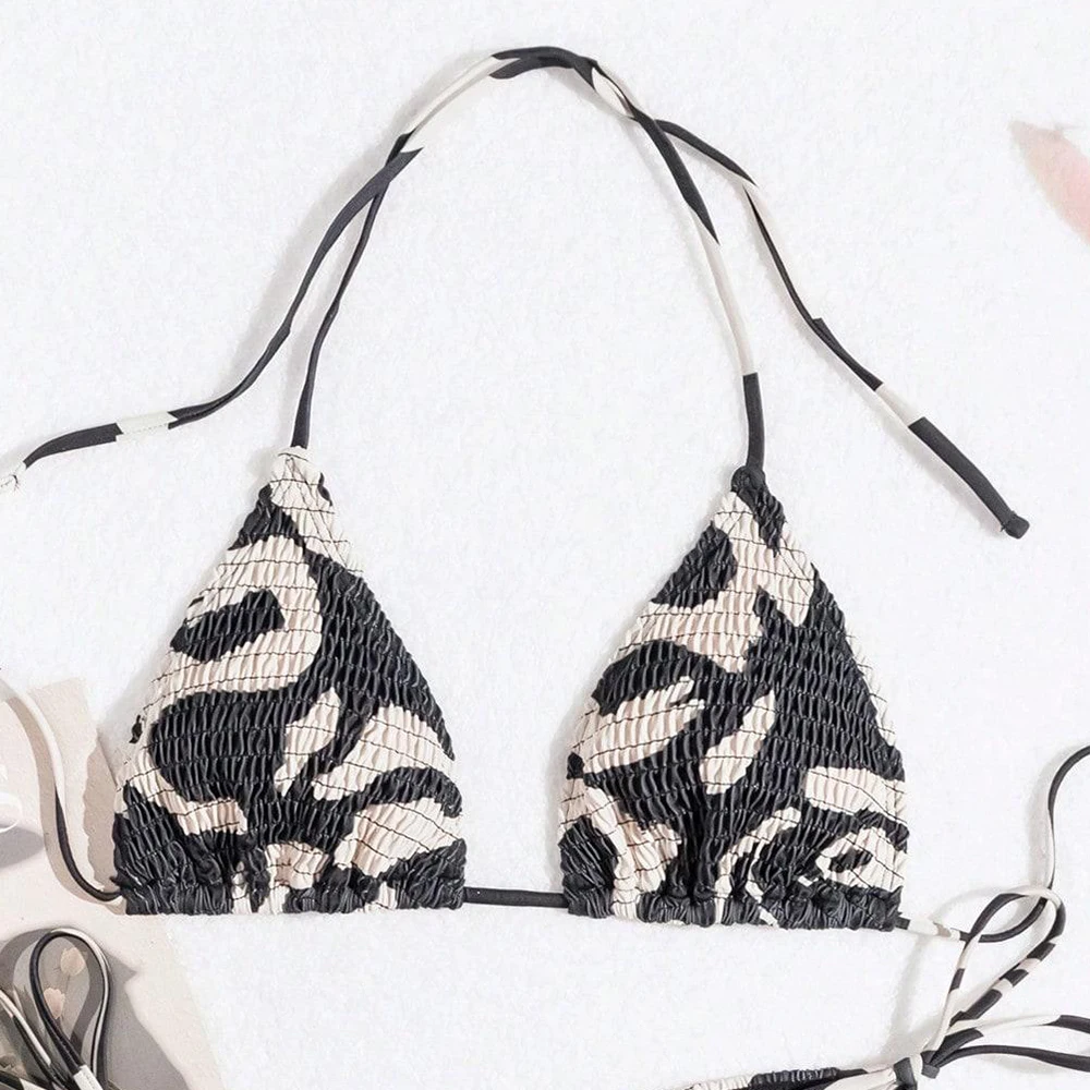 بيزلي طباعة سلسلة الرسن مثلث بيكيني صغير مايكرو ثونغ مثير ملابس السباحة النساء 2025 التجاعيد ملابس السباحة ثوب السباحة البيكينيات مجموعة