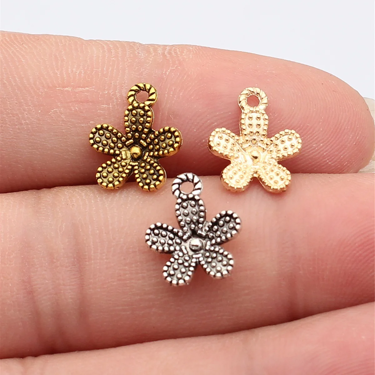 Hollow Mini Small Flower Charms Pendant Delicate Jewelry Supply Pendant Charms For Jewelry Making Bracelet Necklace Craft Bulk