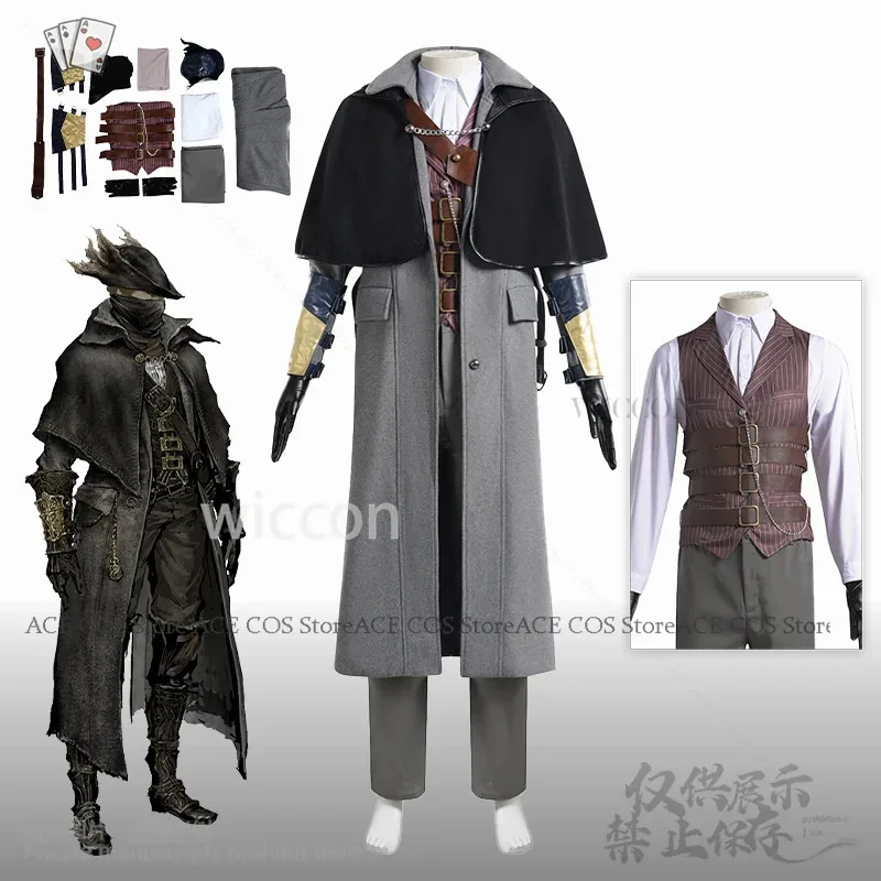 

NewHorror Game Bloodborne Cosplay Outfit Gehrman Costume Trench Coat Hat Uniform Halloween Christmas Suit For Man Halloween Cos2