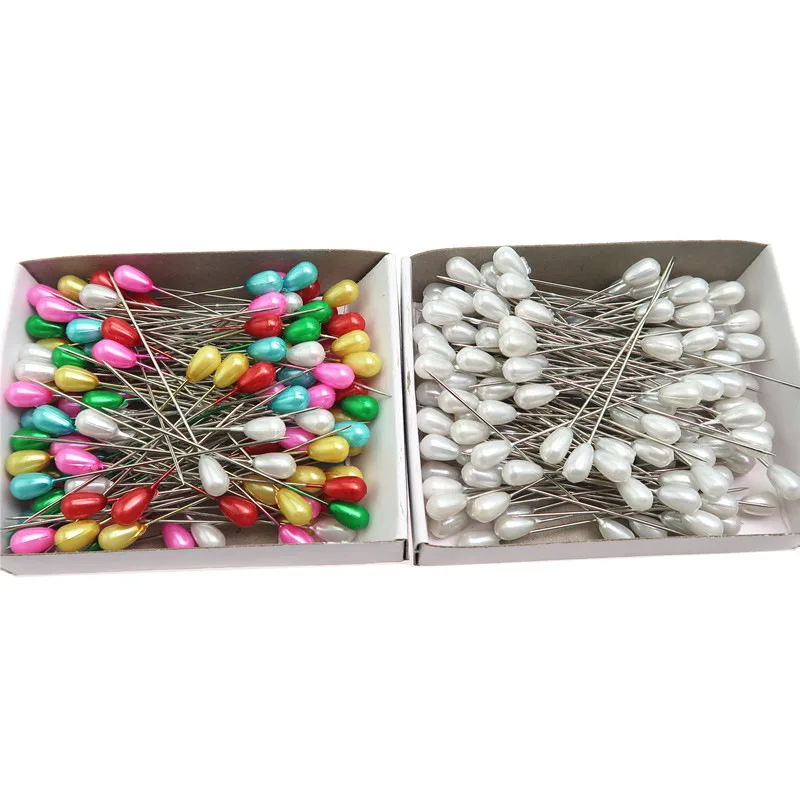 144PCs Rainbow Color Pearl Head Needles Stitch Straight Push Sewing Pins Dressmaking DIY Sewing Tools Positioning Needle 5.5cm